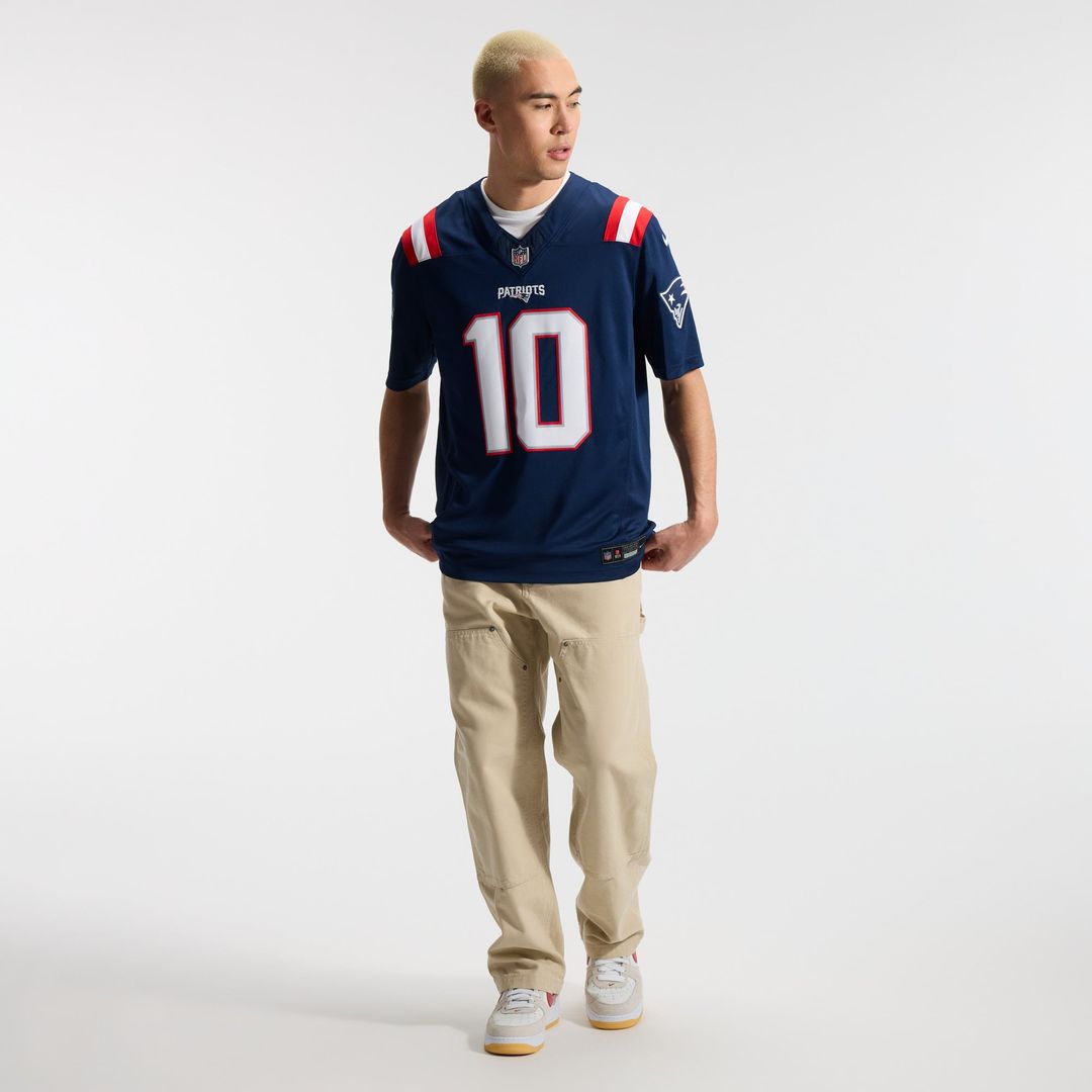 Drake Maye New England Patriots Team Stitched Jersey - Navy