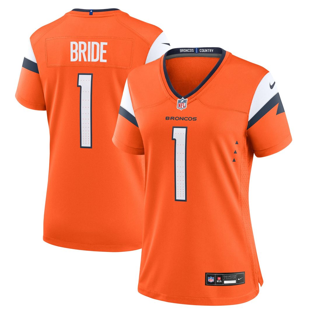 Number 1 Bride Denver Broncos Women's Jersey - Orange