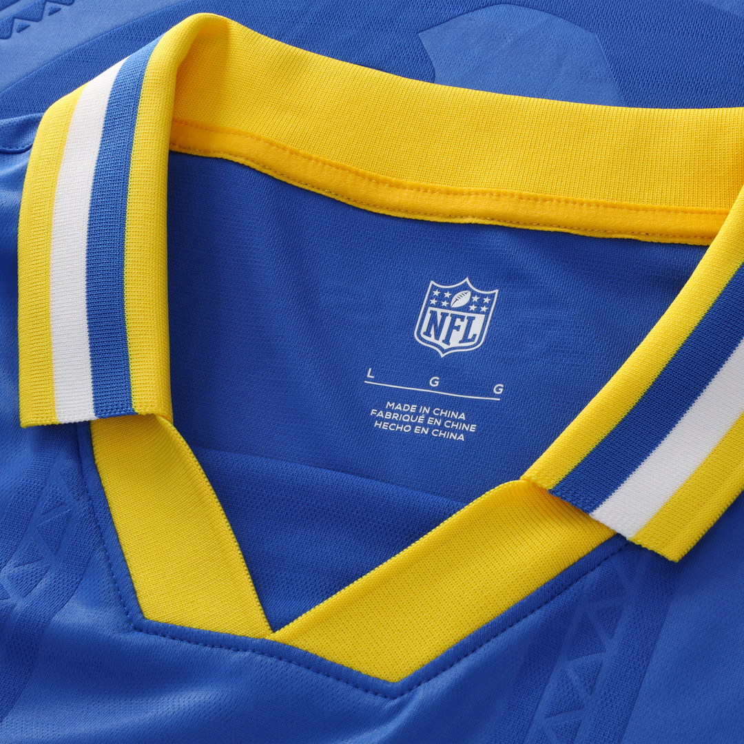 Los Angeles Rams Youth Football x Football Collared Fan Top - Royal