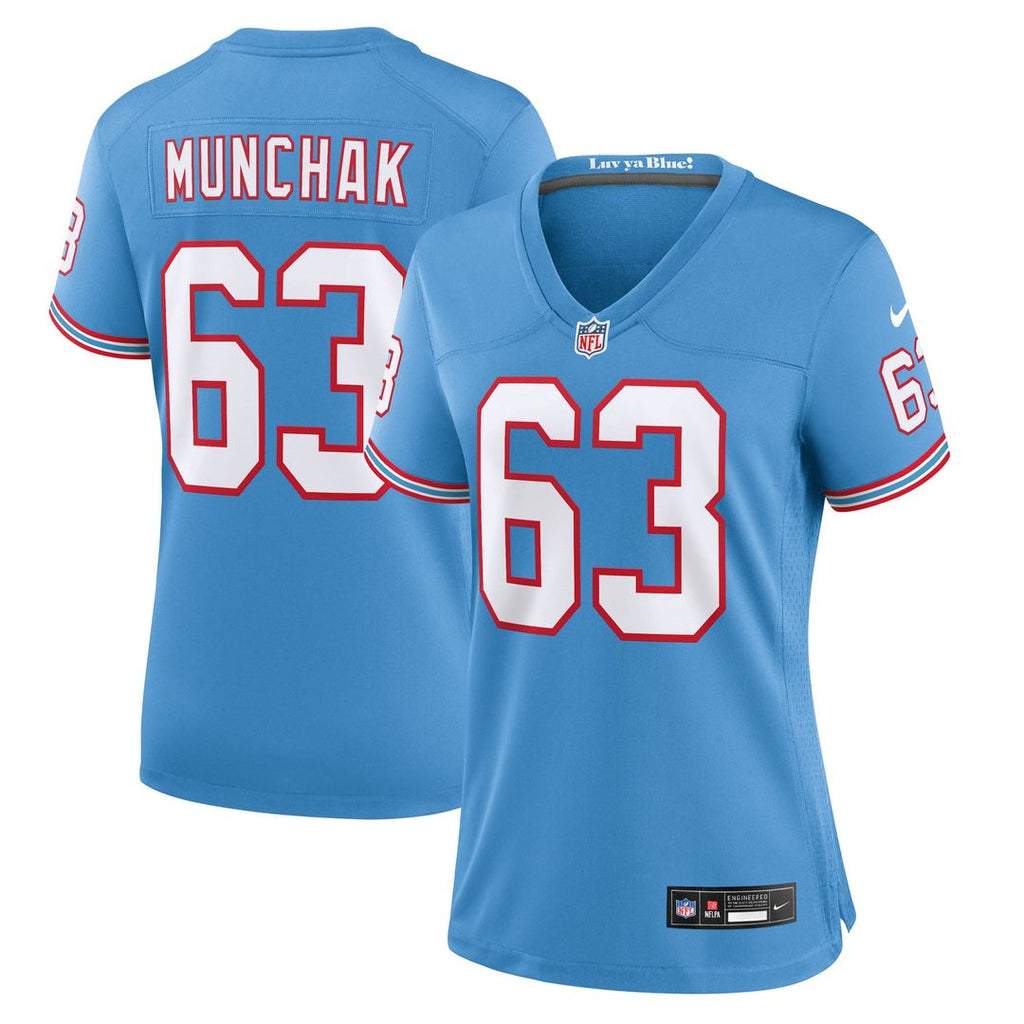 Mike Munchak Tennessee Titans Women's Oilers Throwback Retired Player Jersey - Light Blue