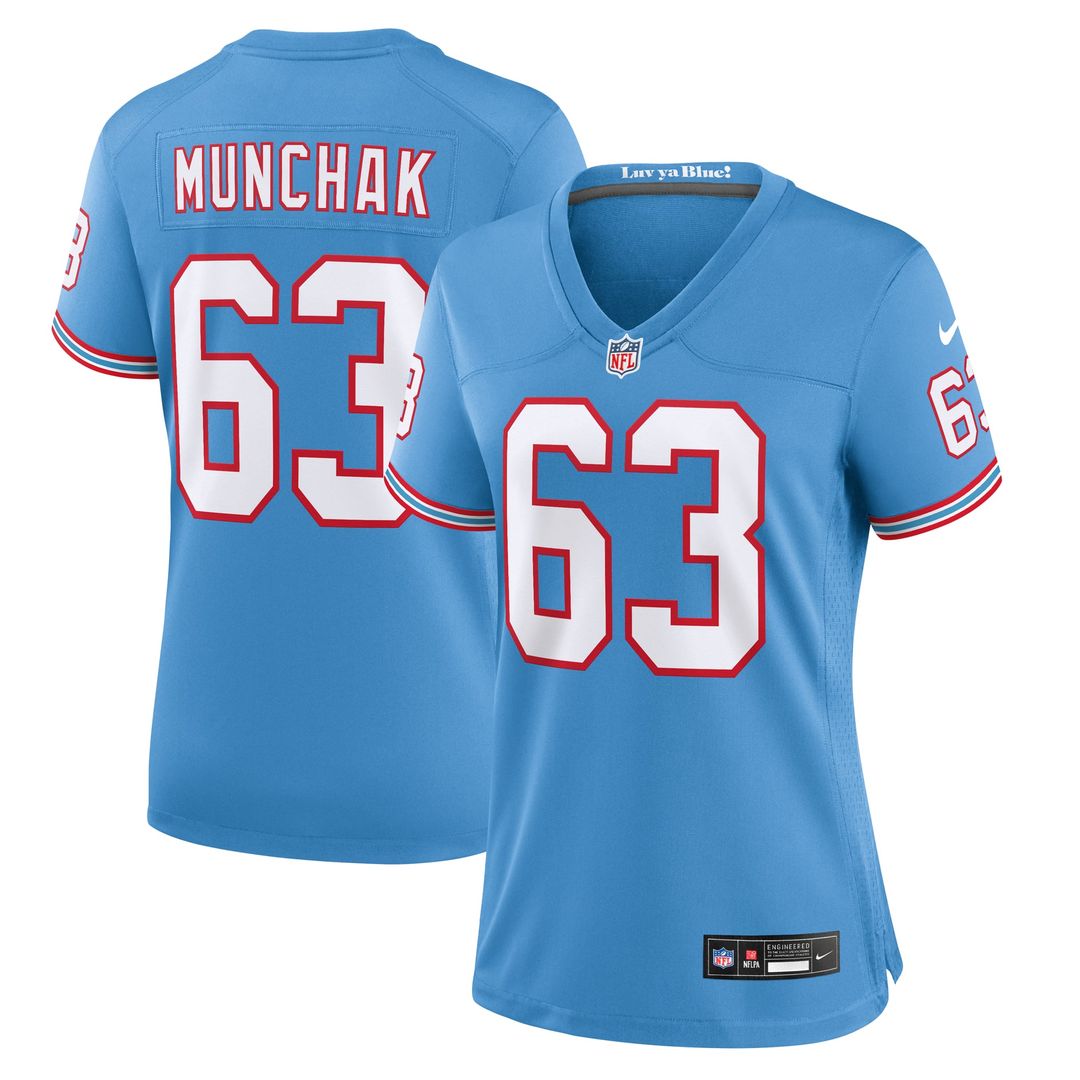 Mike Munchak Tennessee Titans Women's Oilers Throwback Retired Player Jersey - Light Blue