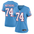 Bruce Matthews Tennessee Titans Women's Oilers Throwback Retired Player Jersey - Light Blue