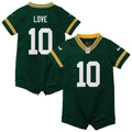 Love Green Bay Packers Newborn Romper Jersey - Green