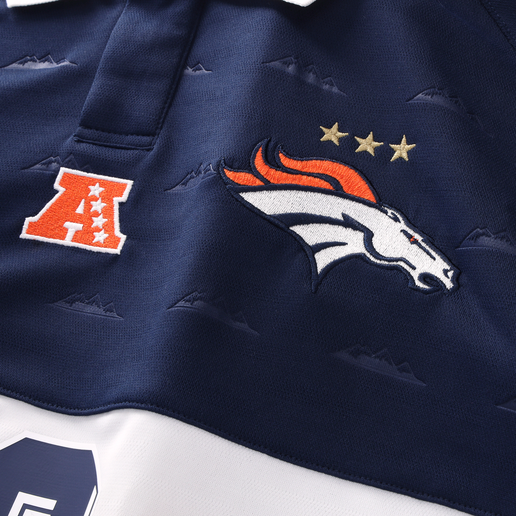 Denver Broncos Youth Football x Football Collared Fan Top - Navy