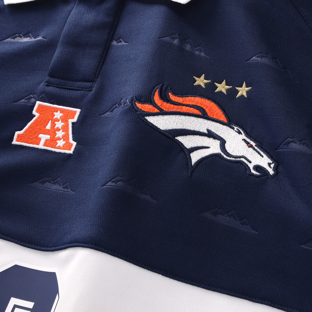 Denver Broncos Youth Football x Football Collared Fan Top - Navy