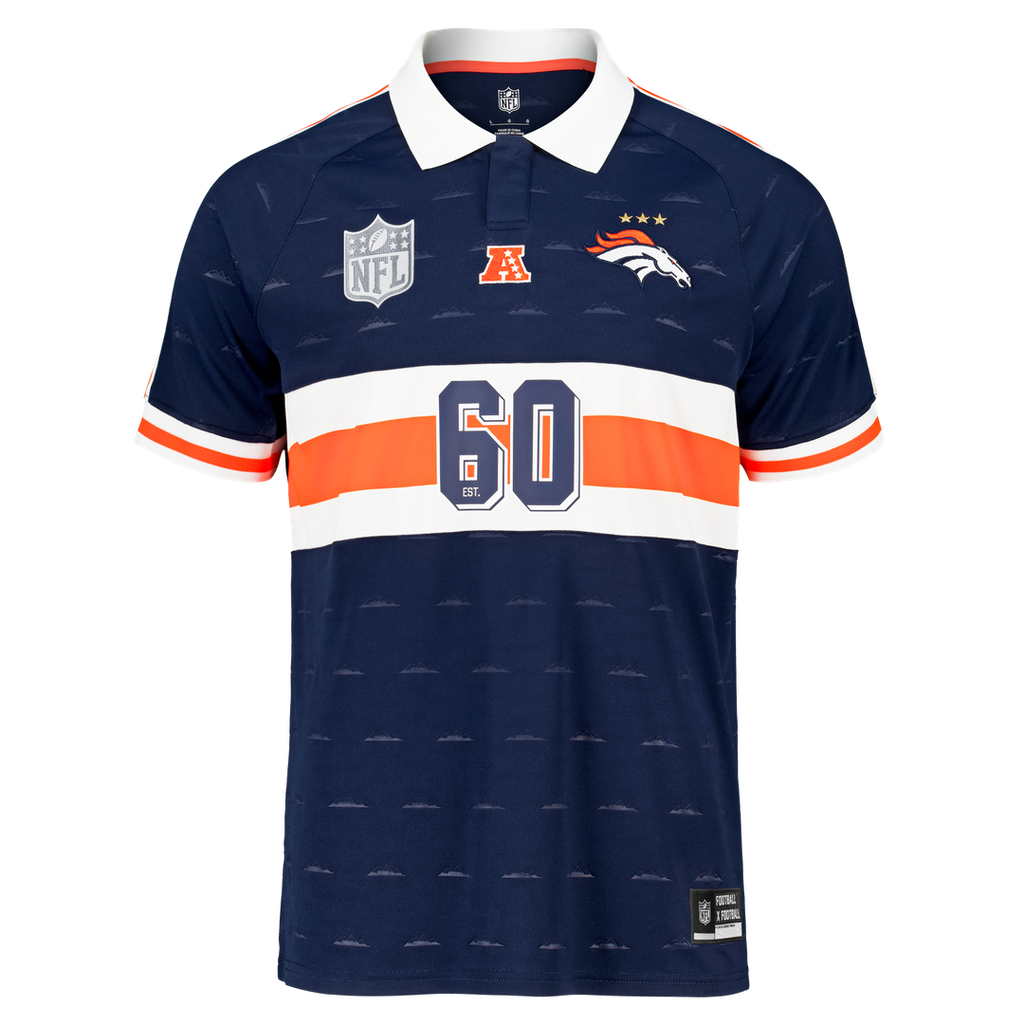Denver Broncos Youth Football x Football Collared Fan Top - Navy