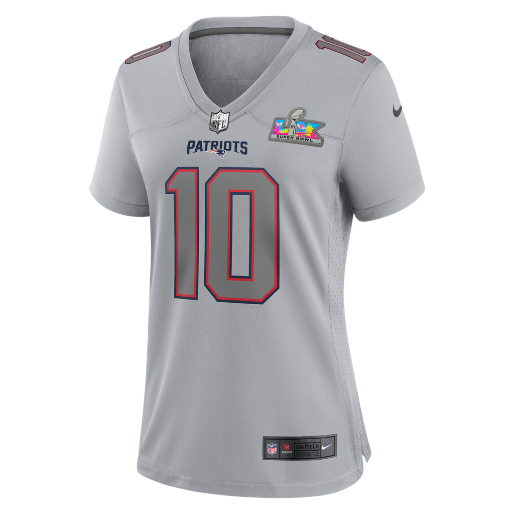 Drake Maye New England Patriots Women's Championship Patch Atmosphere Fashion Jersey - Silver
