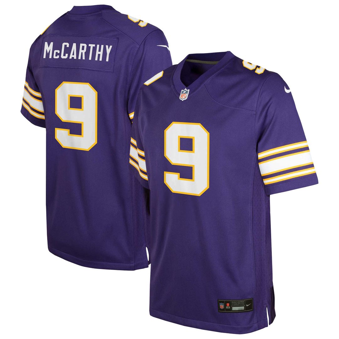 J.J. McCarthy Minnesota Vikings Youth Jersey - Purple