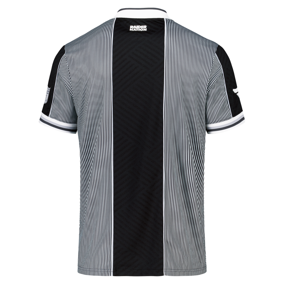 Las Vegas Raiders Youth Football x Football Collared Fan Top - Silver/Black