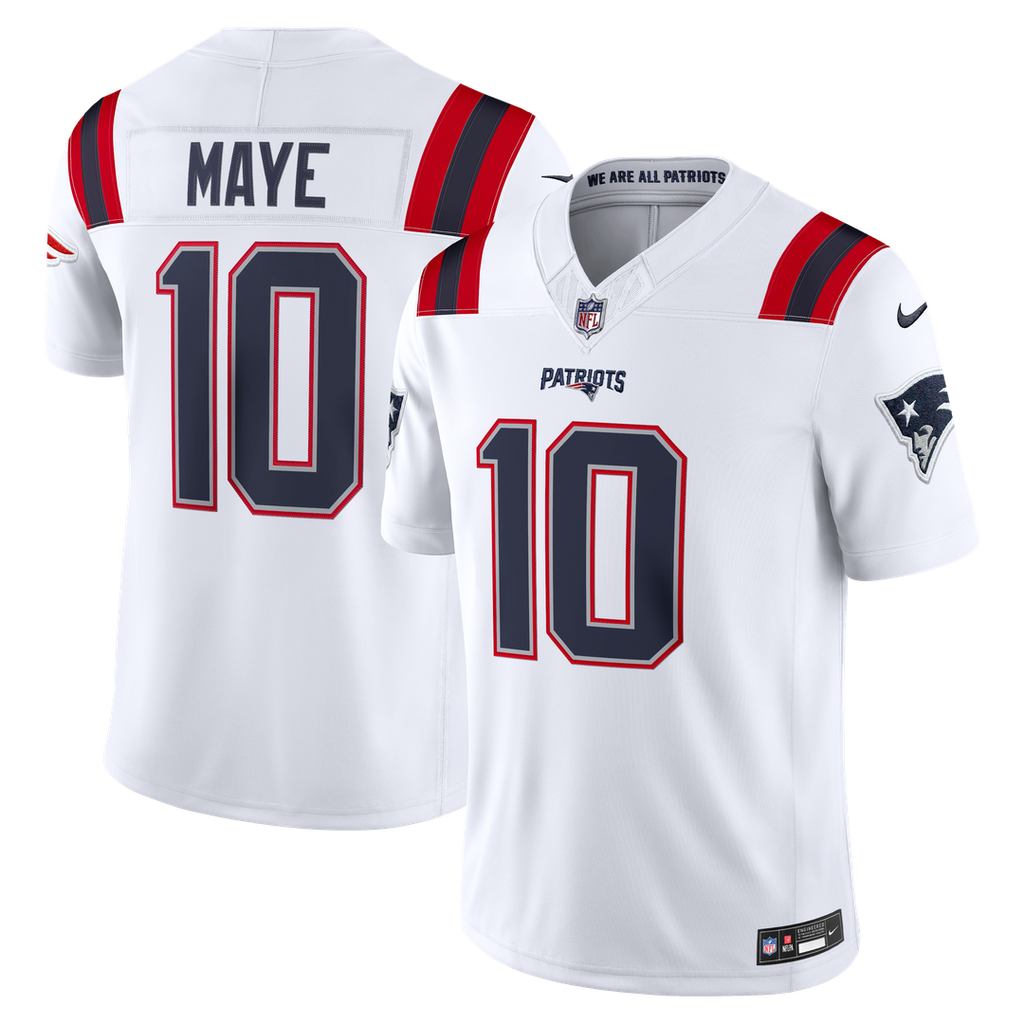 Drake Maye New England Patriots Stitched Jersey - White
