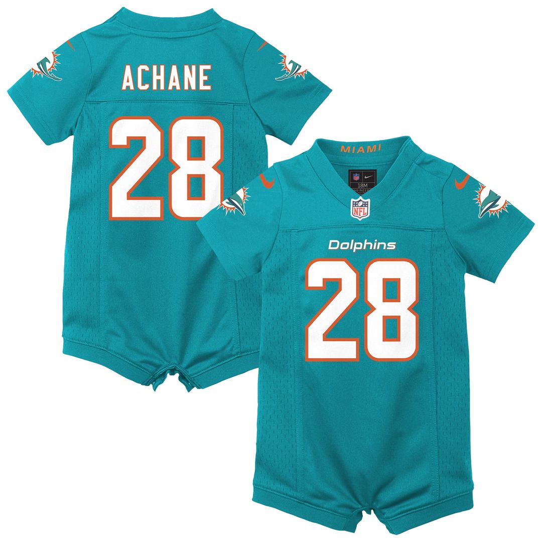 De’Von Achane Miami Dolphins Newborn Romper Jersey - Aqua