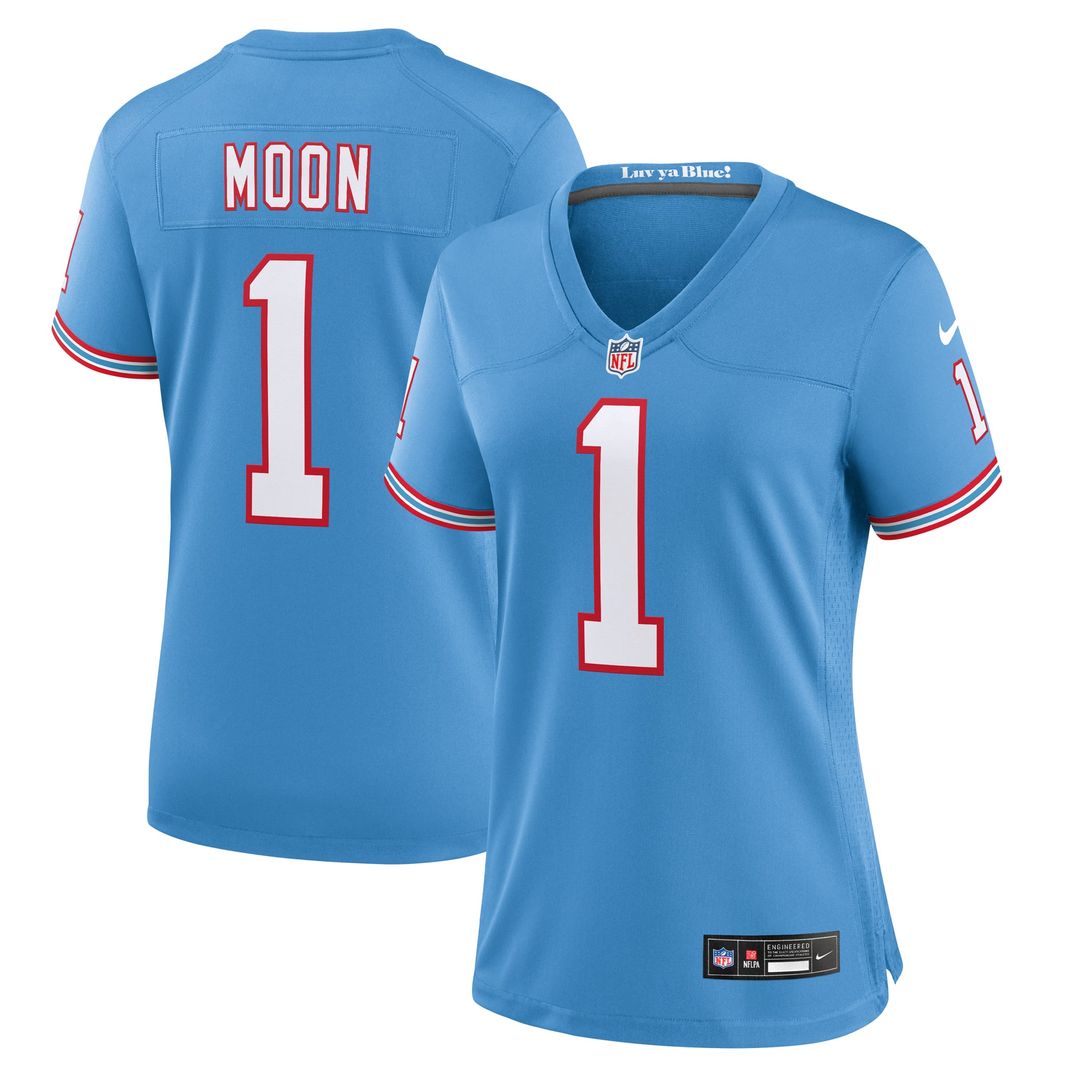 Warren Moon Tennessee Titans Women's Oilers Throwback Retired Player Jersey - Light Blue