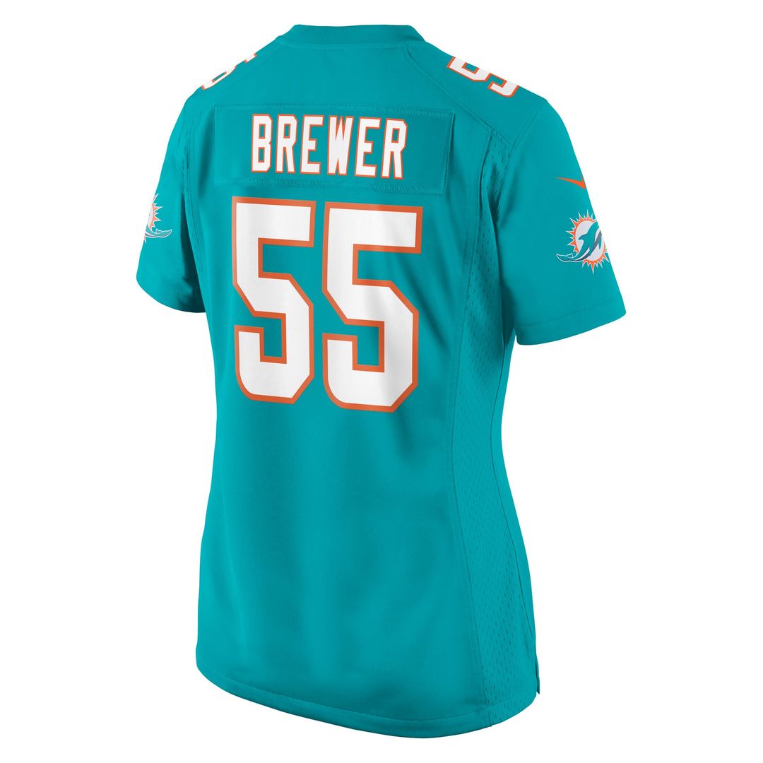 Aaron Brewer Miami Dolphins Women's Jersey - Aqua