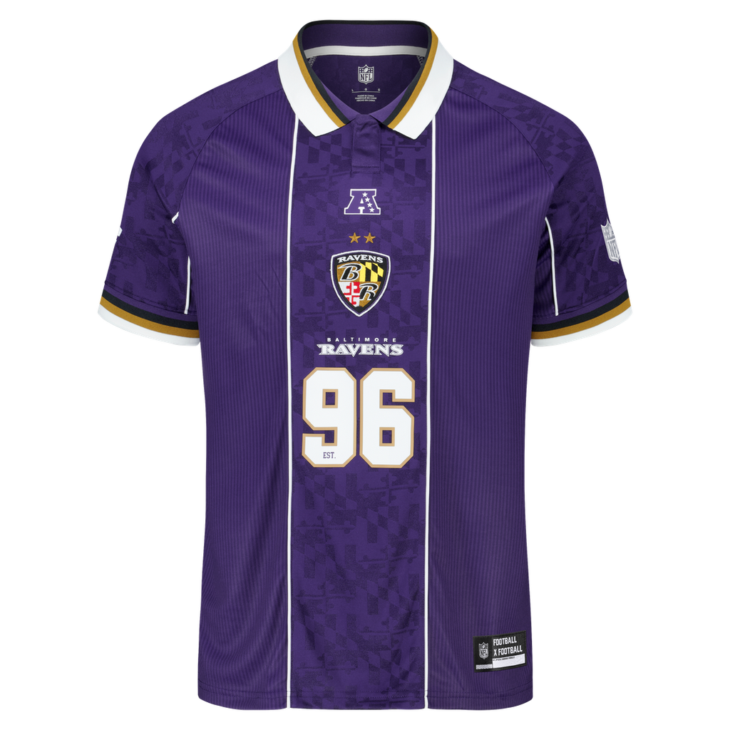 Baltimore Ravens Youth Football x Football Collared Fan Top - Purple