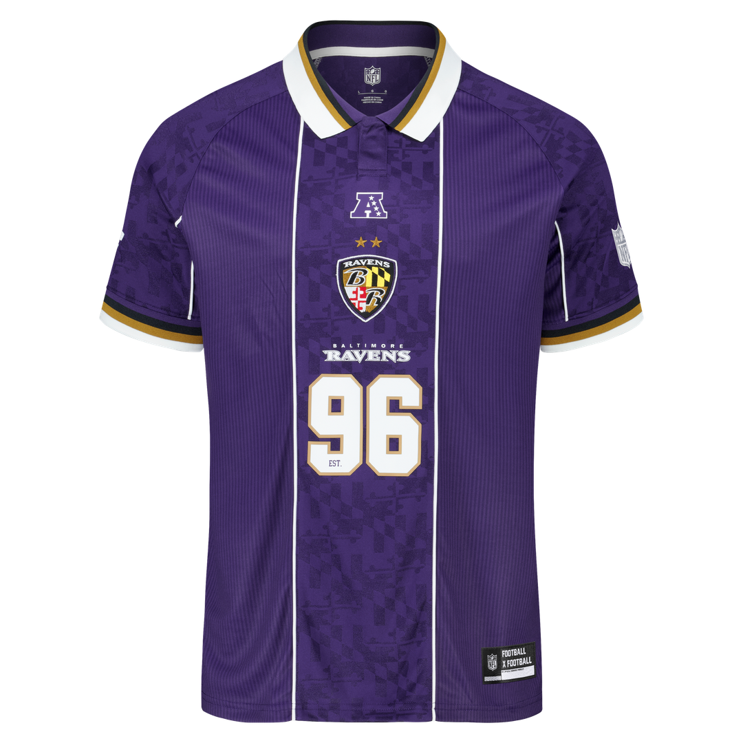 Baltimore Ravens Youth Football x Football Collared Fan Top - Purple