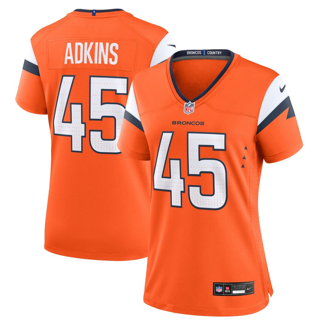 Nate Adkins Denver Broncos Women's Team Jersey - Orange