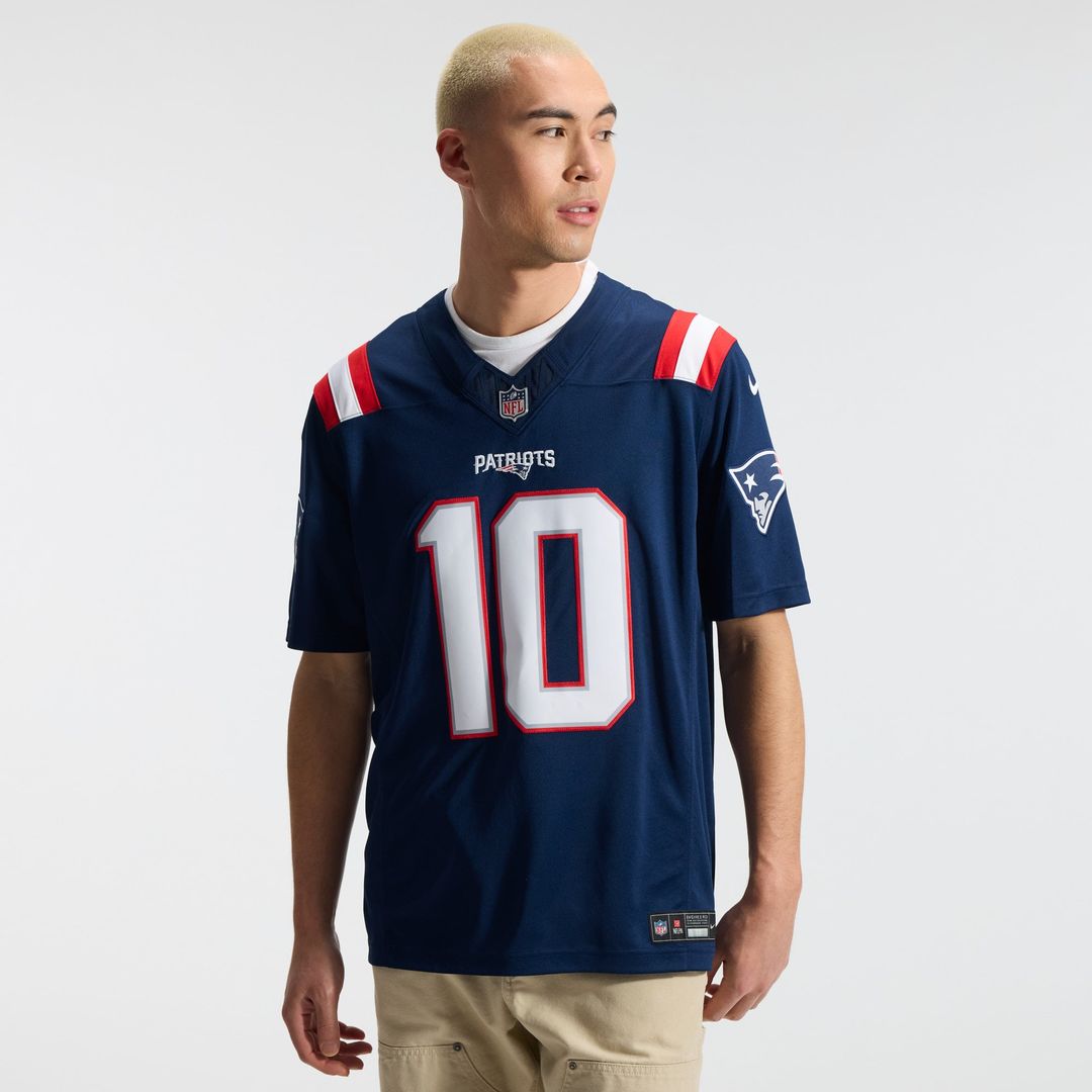Drake Maye New England Patriots Team Stitched Jersey - Navy