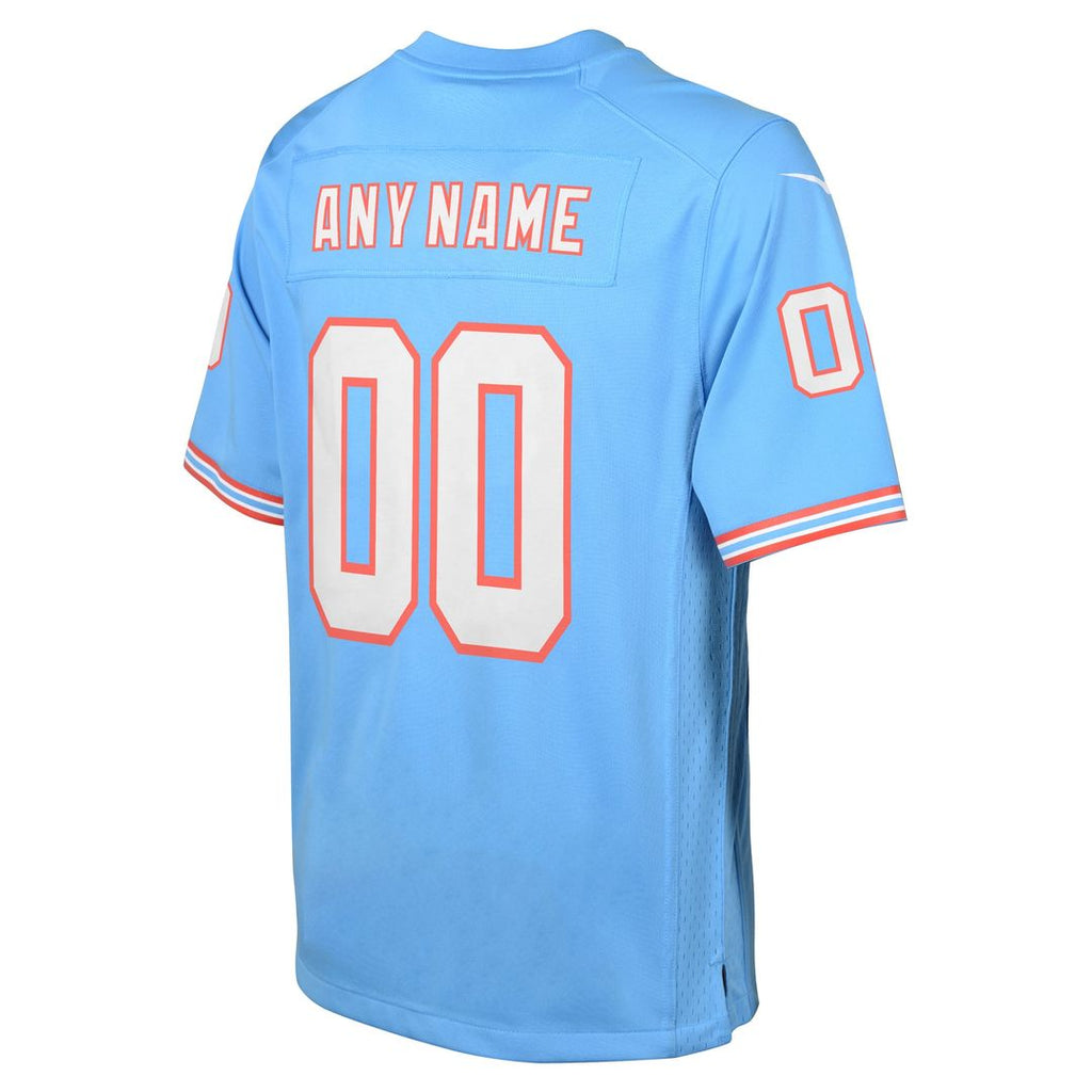 Tennessee Titans Youth Oilers Throwback Custom Jersey - Light Blue