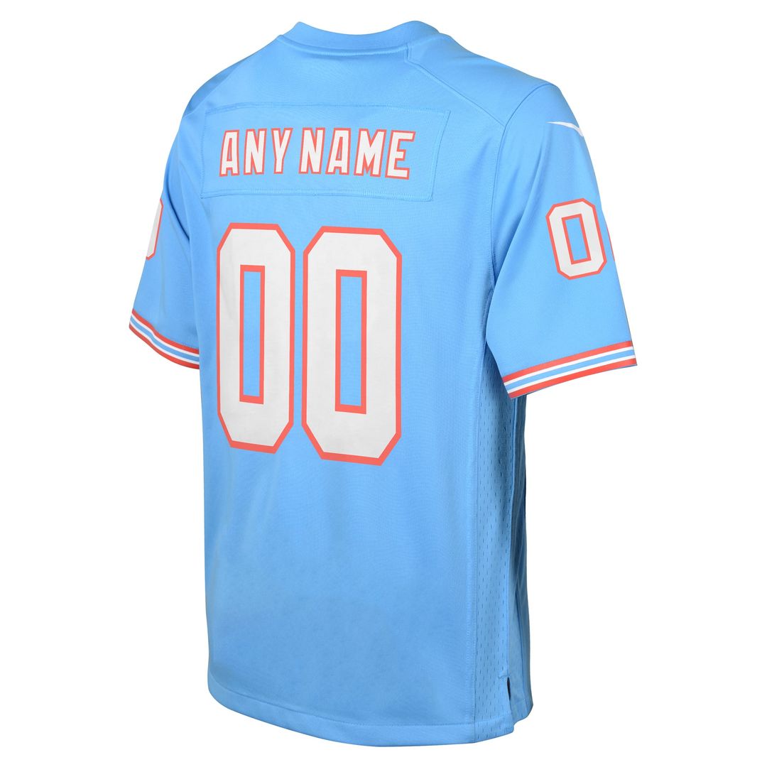 Tennessee Titans Youth Oilers Throwback Custom Jersey - Light Blue