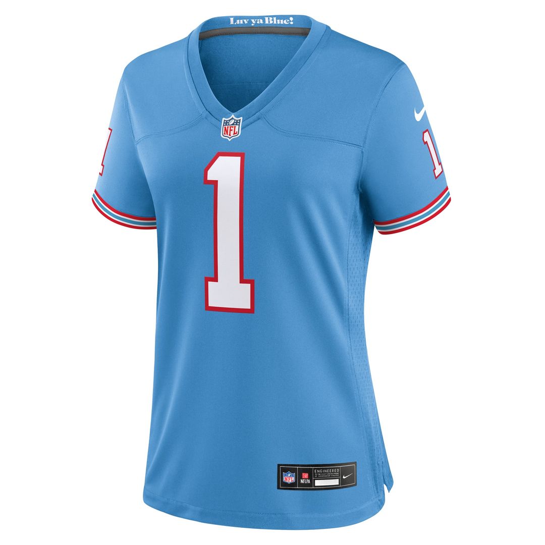 Warren Moon Tennessee Titans Women's Oilers Throwback Retired Player Jersey - Light Blue