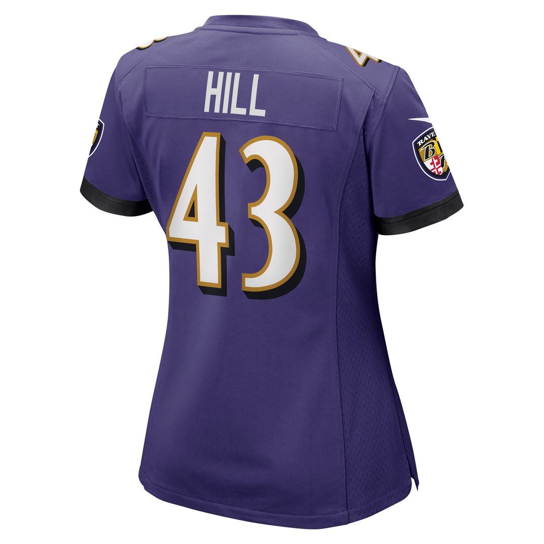 Justice Hill Baltimore Ravens Women's Jersey - Purple
